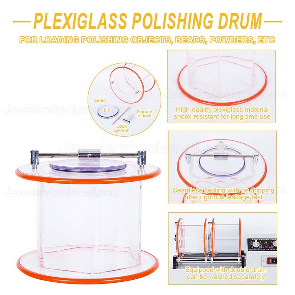 KD-1320 250W 10KG Double Drum Jewelry Rotary Tumbler Machine with 1-4 Levels Adjustable Speed
